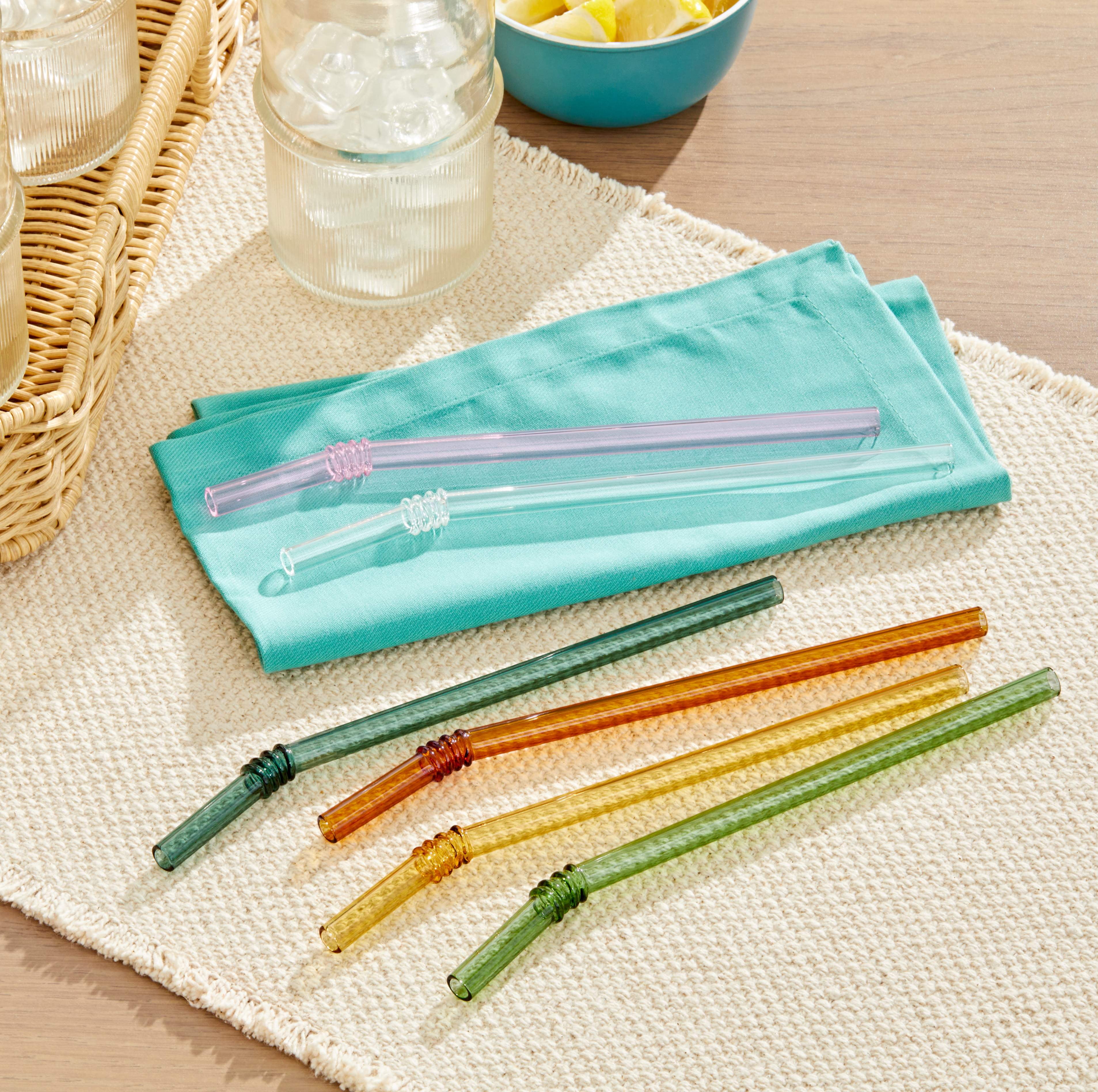 Better Homes & Gardens Glass Bendy Straw Colorful , 6 Pieces