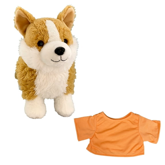 Nugget the Corgi Dog Plush Toy - 16-Inch Cuddly Stuffed Animal in Orange T-Shirt - Adorable Plushie for Kids, Dog Lovers, and Collectors - Great Gift for Birthdays and Holidays