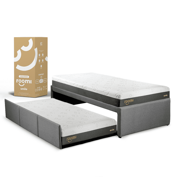 Colchón Individual Roomi Smile 2 Pack Más Bajo Cama Individual Gris