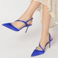 thumbnail image 2 of Women Pointed Toe High Heel Court Shoes 8.5CM Rhinestones Pleats Satin Party Dress Wedding Shoes, 2 of 6