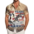 thumbnail image 2 of UngA 250 Anniversary USA T Shirt, Men's American Flag Button Down Shirt Casual Eagle Hawaiian Shirts Patriotic Short Sleeve T Shirts for Man (Khaki,L), 2 of 6