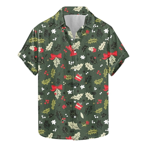 Camisas de Manga Larga para Hombres, Botón de Impresión Blusa de Cuello, Camisa de Poliéster de Moda Casual