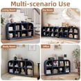 thumbnail image 6 of Weselon 55" Long Curved Horizontal Bookcase with 8-Cube Storage, Mid-Century Modern Low Bookshelf Storage Cabinet for Living Room, Entryway, Blue, 6 of 10