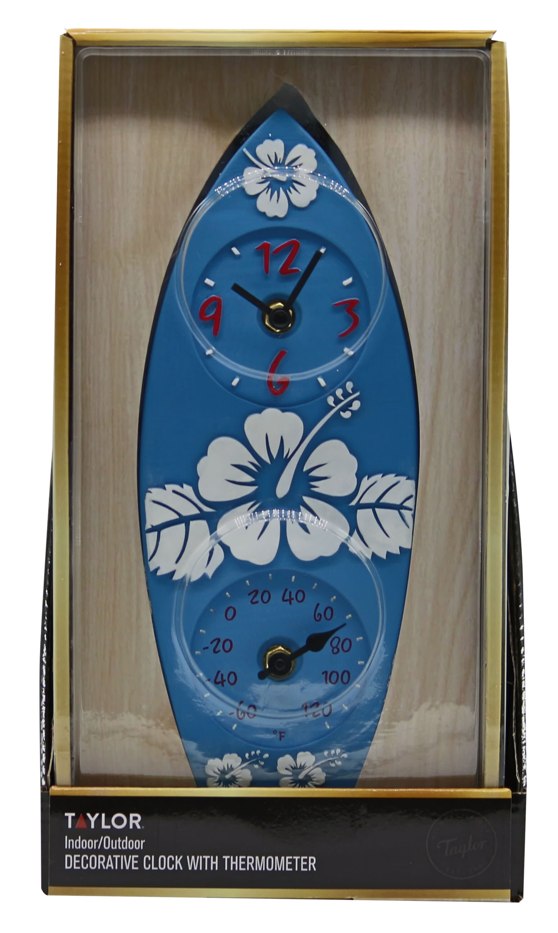 Taylor Precision Products 12-inch Surfboard Clock with Thermometer