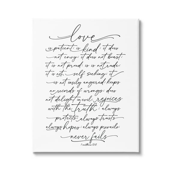 Stupell Industries Heartfelt Love Is Quote Classy Cursive Typography Graphic Art Gallery Wrapped Canvas Print Wall Art, Design by Lettered and Lined