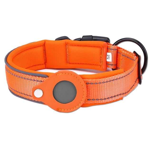 Collar para perros Dinheiro con Airtag, forro de neopreno suave reflectante, collar de nailon transpirable para mascotas ajustable