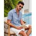 thumbnail image 2 of COOFANDY Mens Short Sleeve Cuban Guayabera Shirt Casual Summer Beach Button Down Shirts, 2 of 6