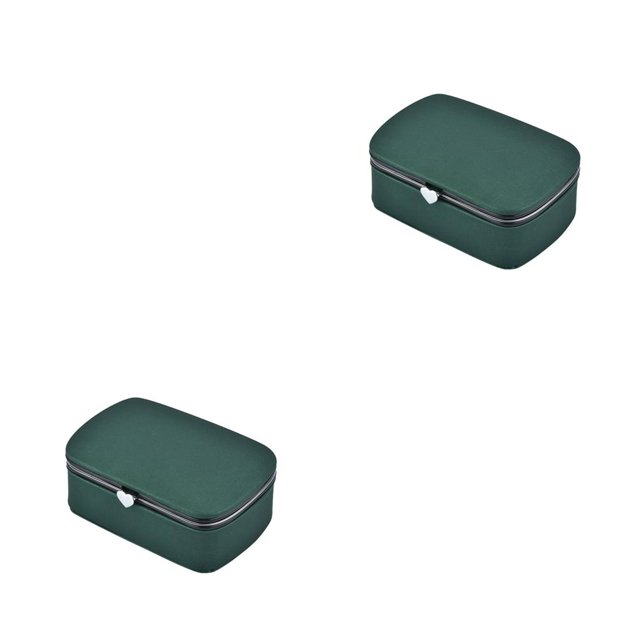Qarigey caja de almacenamiento de de arete brazalete de perno de oreja caja de exhibición de reloj cajas de transporte portátiles Verde 2piezas