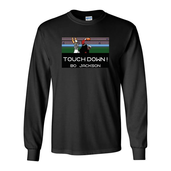 LONG SLEEVE Shedd Shirts Black Bo Jackson Tecmo Bowl "Touchdown PIC"  Youth Small T-Shirt