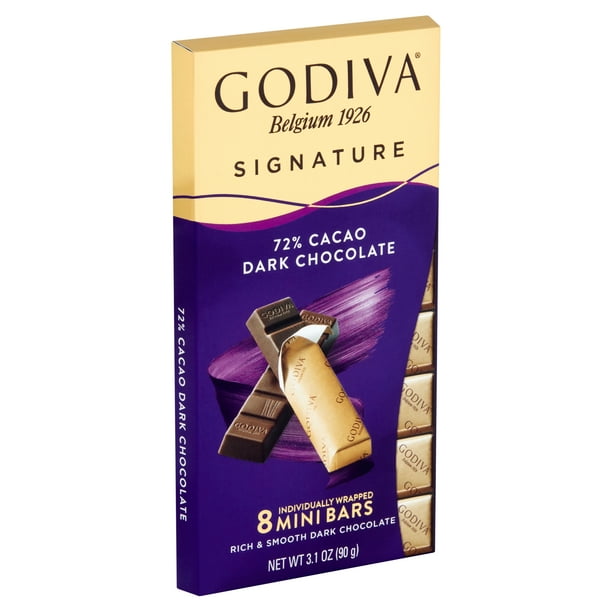 Godiva Signature 72% Cacao Dark Chocolate Mini Bars, 8 count, 3.1 oz ...