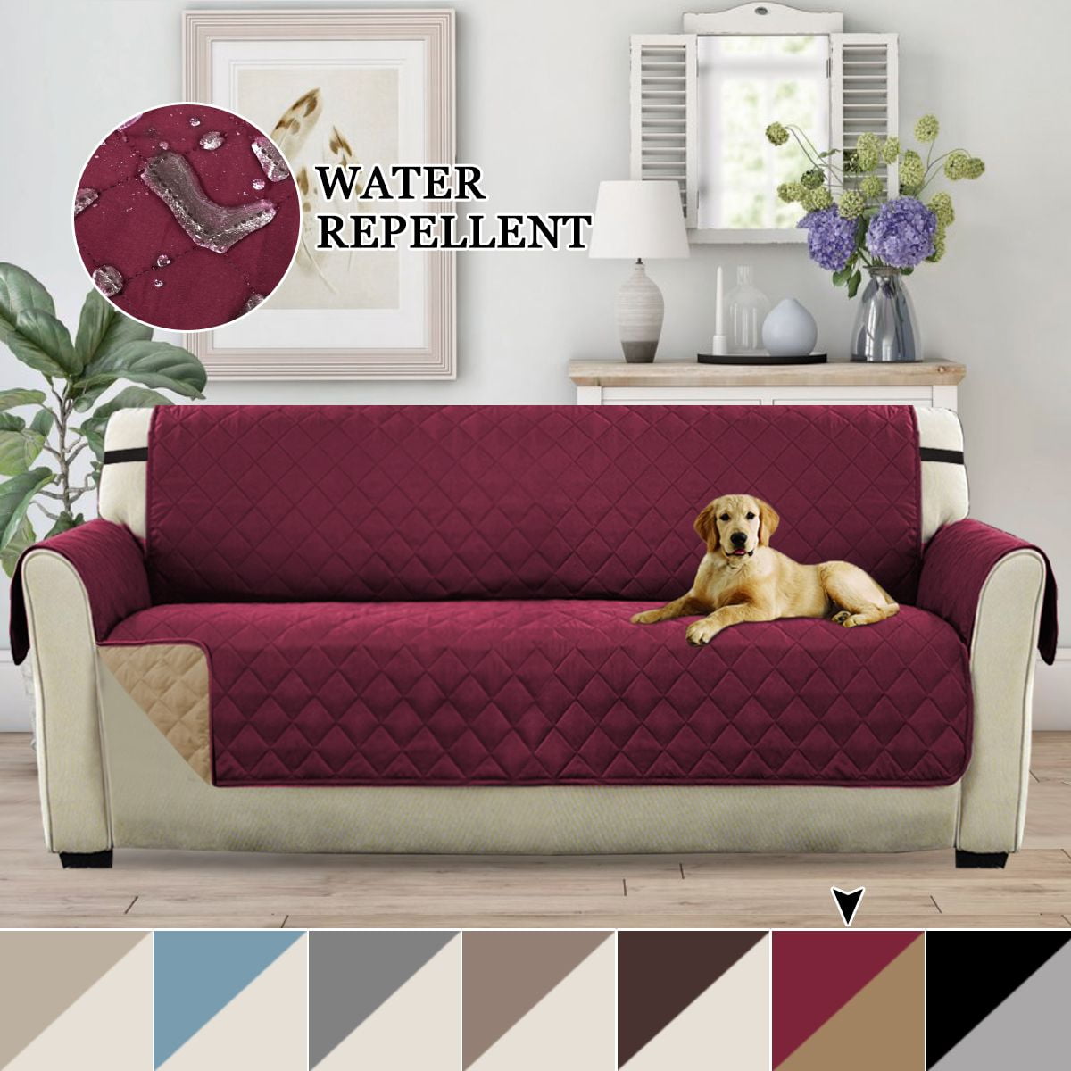 Camel Reversible Microfiber Pet Dog Couch Furniture Protector Burgundy 