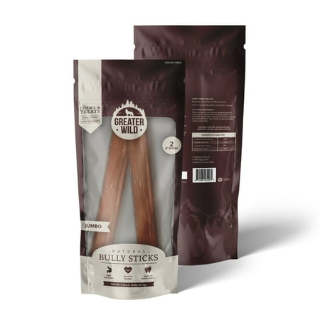 UPC: 0810084931462 | Greater Wild All Natural Ingredient 6  JUMBO Bully Sticks  Chews & Treats for Dogs – 2 Sticks
