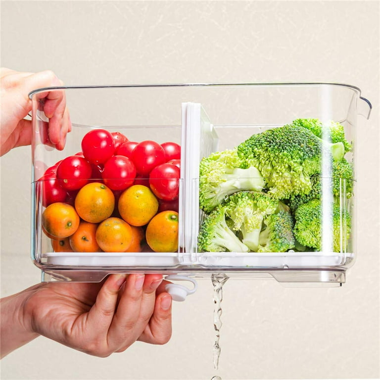 vacane Fresh Produce Saver for Refrigerator, 3 Pcs Food Fruit Lettuce  Keeper Containers, Salad Vegetable Storage Organizers Stackable, BPA-free  Stay