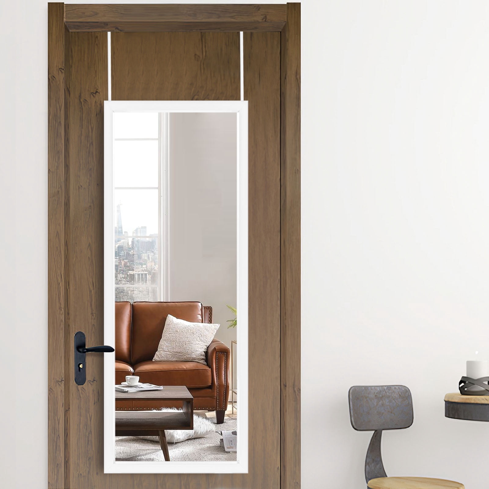 Door Mirror Wall-Mounted Mirror Full Length Mirror,for Living Room Bedroom,43"*18",White