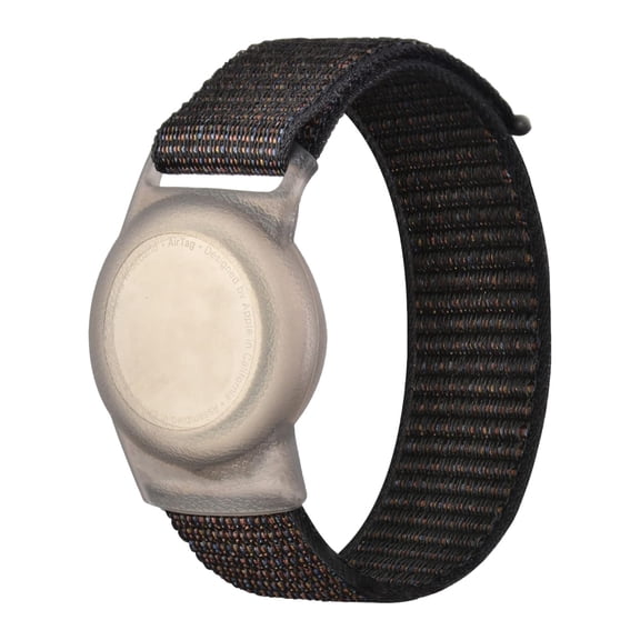 Wrist strap suitable for Apple AirTag protective case GPS tracker holder with nylon wristband adjustable anti lost watch strap (black)