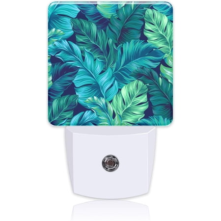 JJEAN-Night Light Plug into Wall Turquoise and Green Tropical Leaves Night Light with Dusk to Dawn Sensor Night Light for Kid Girls Boys Women Room Decor Hallway Kitchen Bathroom Nursery Stairs JJEAN-Night Light Plug into Wall Turquoise and Green Tropical Leaves Night Light with Dusk to Dawn Sensor Night Light for Kid Girls Boys Women Room Decor Hallway Kitchen Bathroom Nursery Stairs