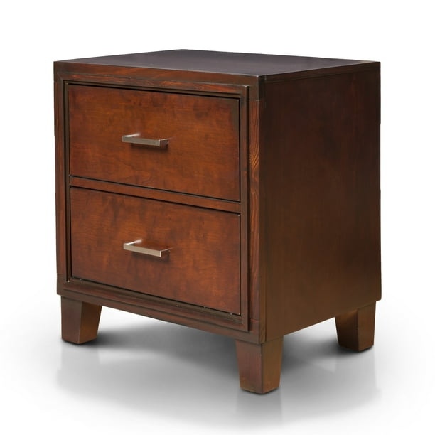 Furniture of America Fove Contemporary Cherry Solid Wood Nightstand