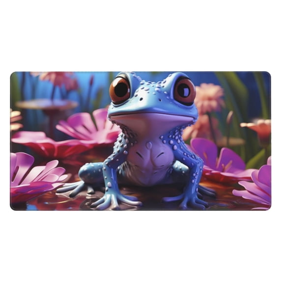 Rateoe Colorful Frog Among Flowers Print Mouse Pad - Extended Large Gaming Mousepad,Non-Slip Stitched Edge,16x29.5 Inch