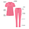 thumbnail image 3 of Adar Addition Go-Higher Scrub Set For Women - Notched V-Neck Scrub Top & Skinny Cargo Scrub Pants, 3 of 7