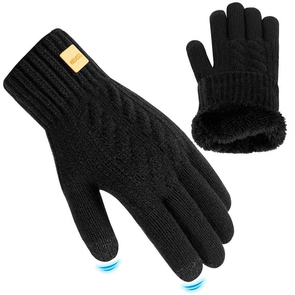 REDESS Winter Gloves for Women and Men with Touch Screen Thermal Knit Black Gloves.