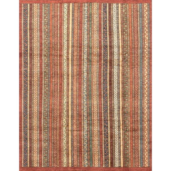Ahgly Company Machine Washable Indoor Rectangle Abstract Grapefruit Red Area Rugs, 4' x 6'
