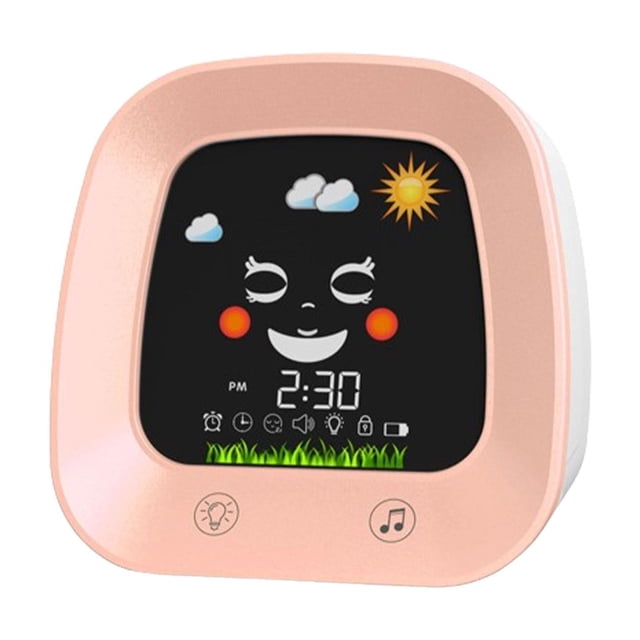 Despertadores para niños, reloj digital con luz nocturna y sonido para entrenar el sueño. Rosa