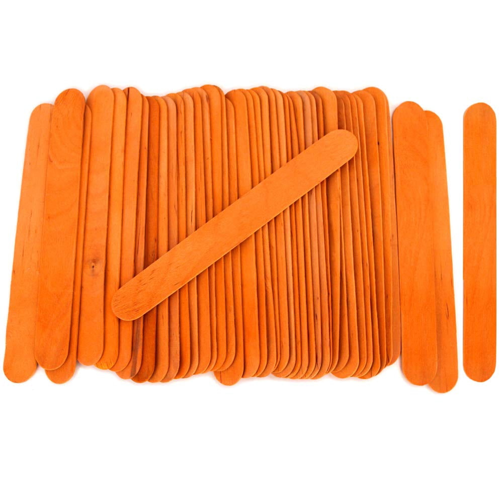 CraftySticks- 600 Pack, 6 Inch Orange Color, Jumbo Wood Popsicle Sticks for Crafts, Home, School Art, Building, Learning, Wood Tongue Depressor Size