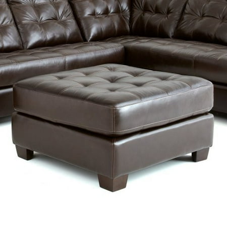 Steve Silver Soho Leather Ottoman - Ebony Brown