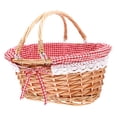 thumbnail image 4 of Zehuanyu Red Rattan Picnic Basket with Wheelbarrow Wheel, Shopping Basket 32x25x14 cm, and Portable, 4 of 8
