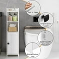 thumbnail image 5 of Small Bathroom Storage Cabinet Corner, Floor Cabinet with Adjustable Shelves, Freestanding Narrow Bathroom Toilet Paper Organizers for Small Spaces (White), 5 of 7