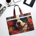 thumbnail image 6 of Zufioo Vintage Colorful Flower French Bulldog Print Canvas Hand-Held Document Bag, Zippered Document Storage Bag, Suitable for Office Book Document Bag, 6 of 8