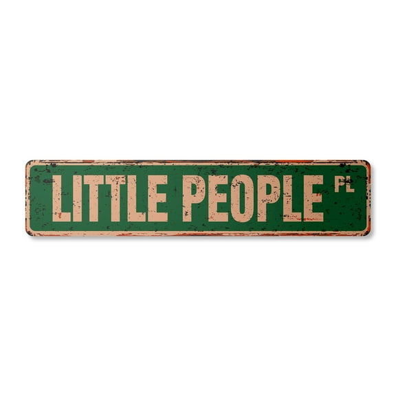 LITTLE PEOPLE Vintage Aluminum Street Sign short stature LPA rustic metal tin | Indoor/Outdoor | 18" Wide