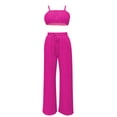thumbnail image 5 of Coduop Women 2 Piece Outfit Set Sleeveless Sling Cami Top Pleated Pants Suit Matching Lounge Set, 5 of 8