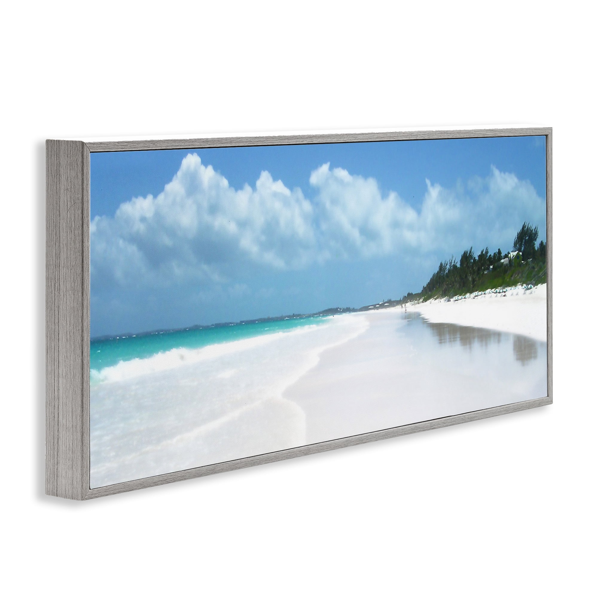 Stupell Industries Pink Sands Shore Landscape Photography Gray Framed Art Print Wall Art, 24 x 10