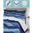 thumbnail image 4 of Navy Blue Ombre Full Size Down Alternative Comforter, Lightweight Comforter Quilt Bedding Set with Pillow Shams Modern Moire Abstract Art Luxury All Seasons Bed Comforter Duvet Insert 78"x90", 4 of 7