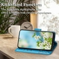 thumbnail image 3 of for Samsung Galaxy S23 FE Case Wallet,Women Butterfly Embossed PU Leather Flip Folio Cover Card Holder Slots Stand with Wrist Strap Phone Case Wallet for Galaxy S23 FE 5G (Blue), 3 of 14