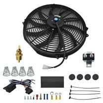 labwork Radiator Fan Reversible Electric Cooling Fan with Installation Accessories Universal for Vehicles, 16 inch, 12V, 2050 RPM