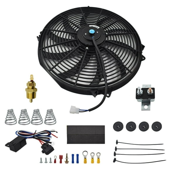 labwork Radiator Fan Reversible Electric Cooling Fan with Installation Accessories Universal for Vehicles, 16 inch, 12V, 2050 RPM
