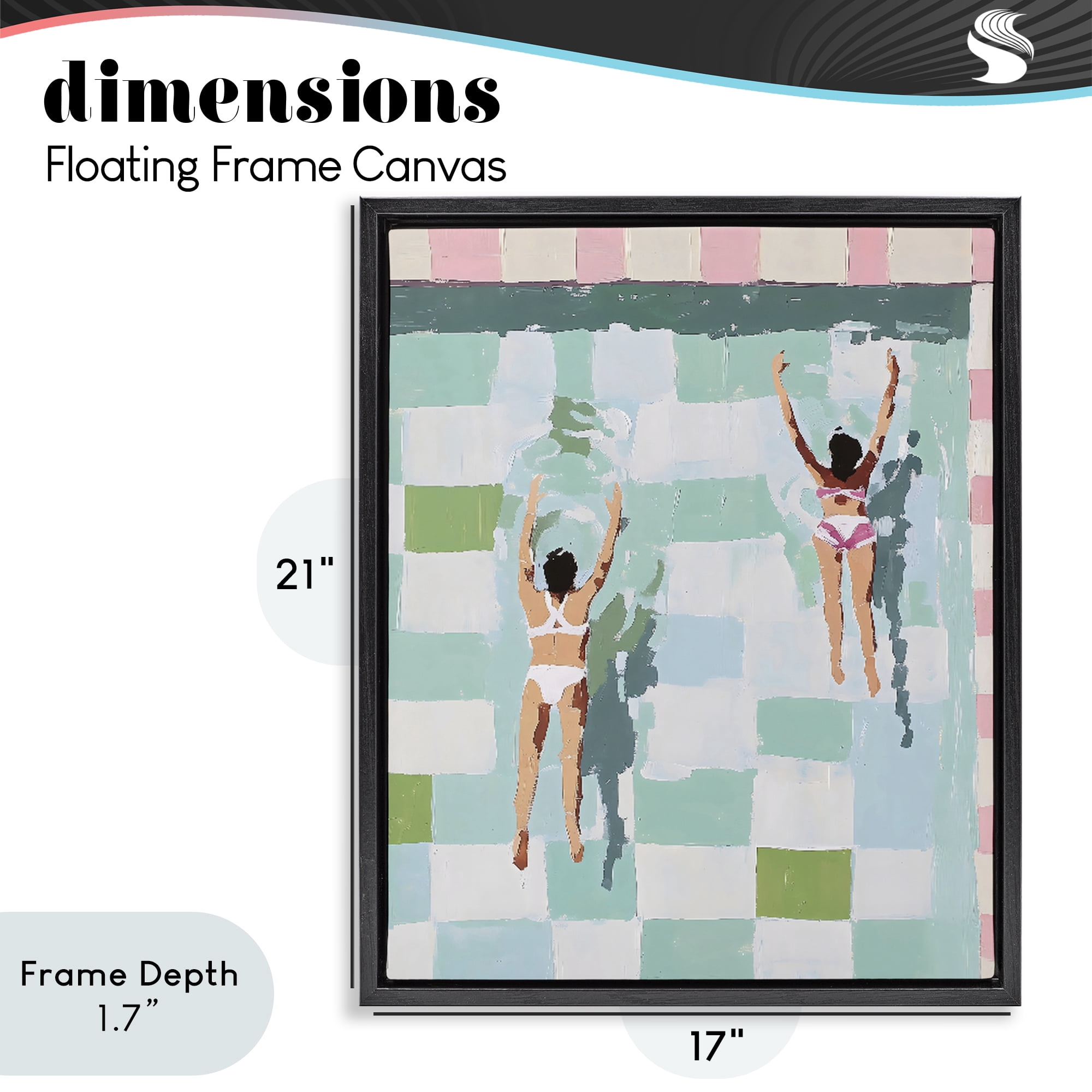 Stupell Industries Twin Swimmers in Pool Black Framed Floater Canvas Wall Art, design by The Prints Vibe