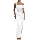 thumbnail image 3 of TaTaai Ladies One Shoulder Sleeveless Solid Color Maxi Dress Ruched Detail Mesh Panel Slim Fit Elegant Formal Wedding Party Wear Gift, 3 of 7