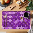 thumbnail image 2 of Purple Fish Scale Placemats Set of 6 Modern Geometric Ombre Abstract Moroccan Place Mats Indoor Wipeable Table Mats Washable Dining Table Placemats for Kitchen Holiday Party Home Decor 13x19 Inch, 2 of 9