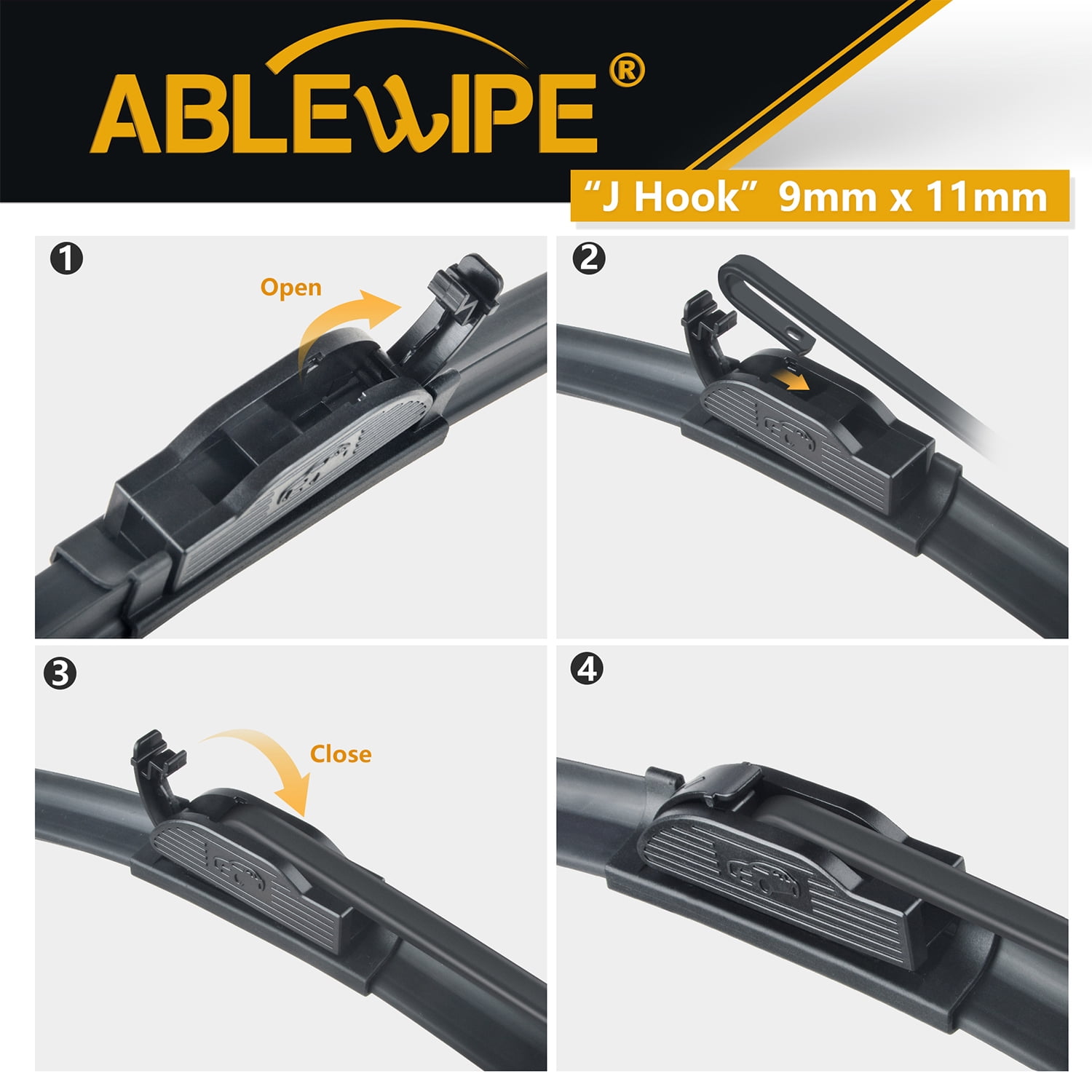 ABLEWIPE Windshield Wiper Blades Replacement for Nissan Rogue Select 2014-2015, Quality Front Rear Wiper Blade with Rear Arm, 26"+14"+12"+11.6" (Set of 4),Y07W9J1W