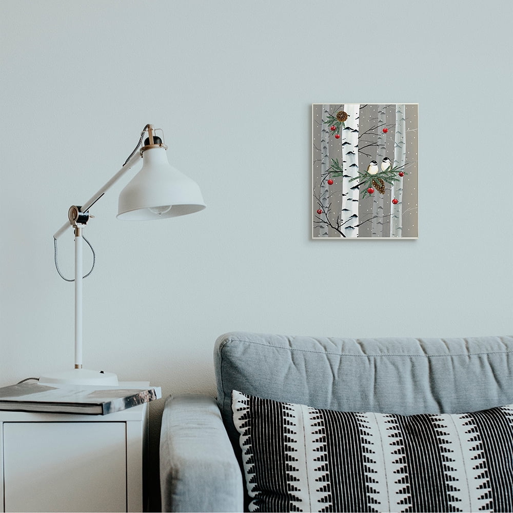 Stupell Indtries Birds and Holiday Ornaments Birch Tree Forest Wall Plaque by Grace Popp