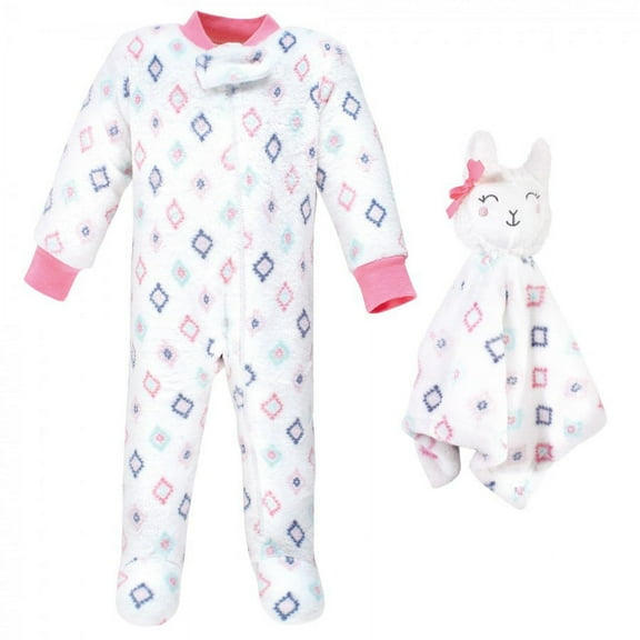 Hudson Baby Infant Girl Flannel Plush Sleep and Play and Security Toy, Llama, 0-3 Months