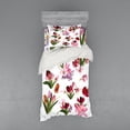 thumbnail image 1 of Floral Duvet Cover Set, Realistic Flowers Flourishing Tulips Cosmos and Lilies Pattern Blossoming Artwork, Bedding Set with Shams and Fitted Sheet, 3 Sizes, by Ambesonne, 1 of 3