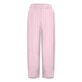 thumbnail image 4 of Women's Casual Pants Striped Linen Pants For Women Summer Casual Wide Leg Pants With Pockets Comfy Cropped Palazzo Pants,Pink Women's Casual Pants S, 4 of 5