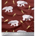 thumbnail image 1 of Soimoi Brown Poly Georgette Fabric Falling Star & Polar Bear Animal Printed Fabric 1 Yard 42 Inch Wide, 1 of 3