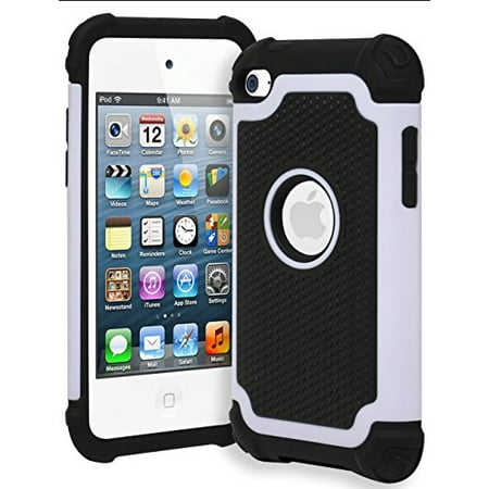 Tupac Ipod 4 Cases iPod Touch 4 Case, Bastex Hybrid Rugged White & Black Armor Case for Apple iPod Touch 4, 4th Generation ()