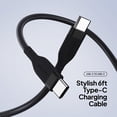 thumbnail image 2 of Powertek Ultra 6ft USB-C to USB-C Cable, Black, Silicone with PVC Mesh Jacket, Consistent Data Transfer, Durable Charging Cable, 2 of 5
