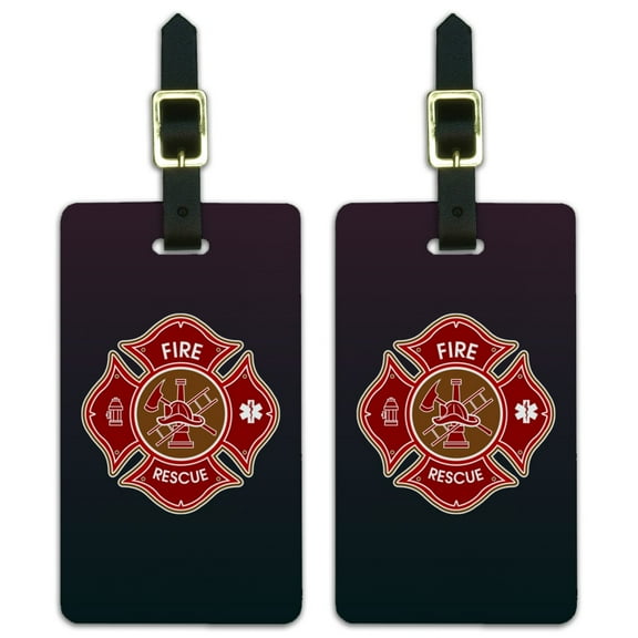 Graphics and More Firefighter Fire Rescue Maltese Cross Luggage ID Tags Suitcase Carry-On Cards - Set of 2